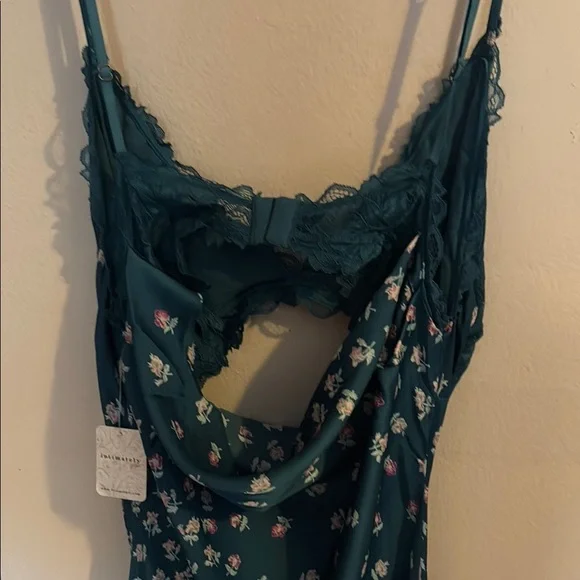 Teal Floral Slip Dress - Picture 8 of 8
